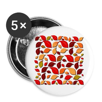 Herbstlaub Muster - Buttons groß 56 mm (5er Pack) - Weiß - Vorne