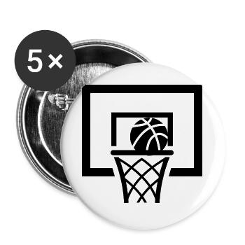 Basketball Korb minimalistisch - Buttons groß 56 mm (5er Pack) - Weiß - Vorne