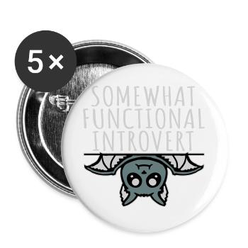 Somewhat Functional Introvert Süße Fledermaus - Buttons groß 56 mm (5er Pack) - Weiß - Vorne