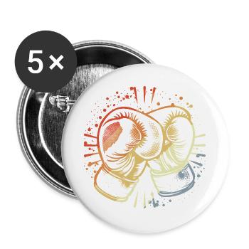 Boxhandschuhe Vintage - Buttons groß 56 mm (5er Pack) - Weiß - Vorne