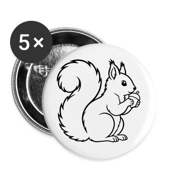 Eichhörnchen mit Eichel – Wald Natur - Buttons groß 56 mm (5er Pack) - Weiß - Vorne