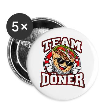 Team Döner – Lustiges Kebab Design - Buttons groß 56 mm (5er Pack) - Weiß - Vorne