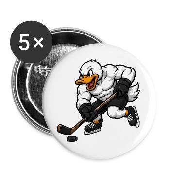 Coole Ente Eishockeyspieler Cartoon - Buttons groß 56 mm (5er Pack) - Weiß - Vorne