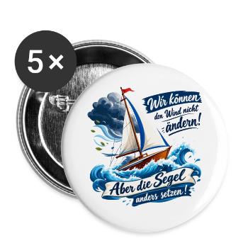 Segel Weisheit Segelkunst - Buttons groß 56 mm (5er Pack) - Weiß - Vorne