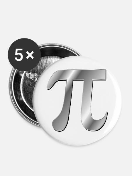 Zahl Pi Mathematik - Buttons groß 56 mm (5er Pack) - Weiß