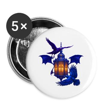 Blaues Lanternenlicht mit Raben - Buttons groß 56 mm (5er Pack) - Weiß - Vorne
