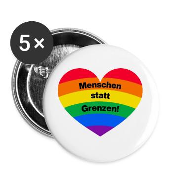 MENSCHEN STATT GRENZEN. BOTSCHAFT GEGEN RECHTS - Buttons groß 56 mm (5er Pack) - Weiß - Vorne