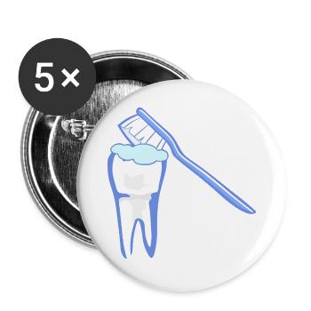 Zahnputz Helden Design - Buttons groß 56 mm (5er Pack) - Weiß - Vorne