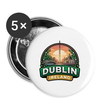 Dublin Ireland Reiseabzeichen Ha Penny Bridge Geschenk - Buttons groß 56 mm (5er Pack) - Weiß - Vorne
