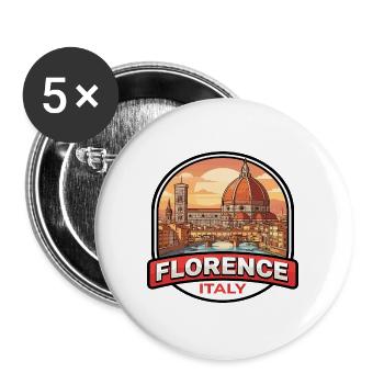 Florenz, Italien Reiseabzeichen Duomo Ponte Vecchio - Buttons groß 56 mm (5er Pack) - Weiß - Vorne