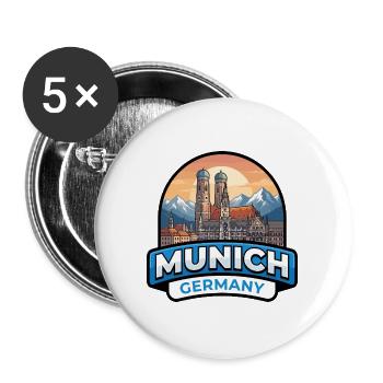 München Deutschland Reiseabzeichen Frauenkirche Alps Geschenk - Buttons groß 56 mm (5er Pack) - Weiß - Vorne