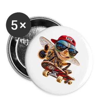 "Fly with me" - Buttons groß 56 mm (5er Pack) - Weiß - Vorne