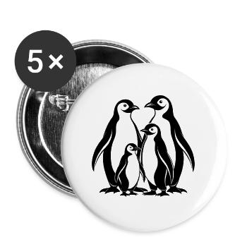 Pinguin-Familie - Buttons groß 56 mm (5er Pack) - Weiß - Vorne