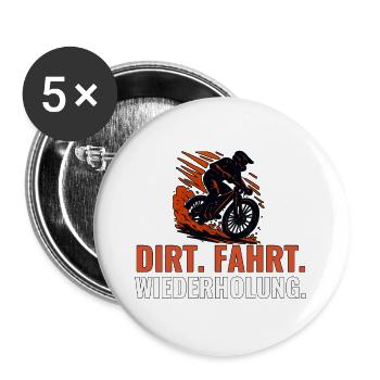 Dirt Fahrt Wiederholung – Offroad Bike Motiv - Buttons groß 56 mm (5er Pack) - Weiß - Vorne