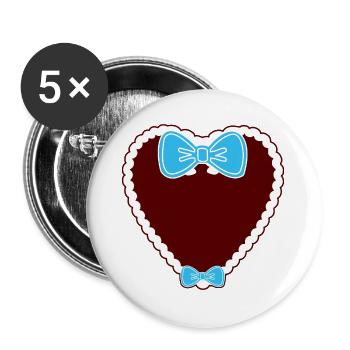 Lebkuchenherz Schleife - Buttons groß 56 mm (5er Pack) - Weiß - Vorne