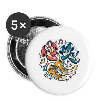 Tanzrunde – Schritt für Schritt zusammen - Buttons groß 56 mm (5er Pack) - Weiß - Vorne