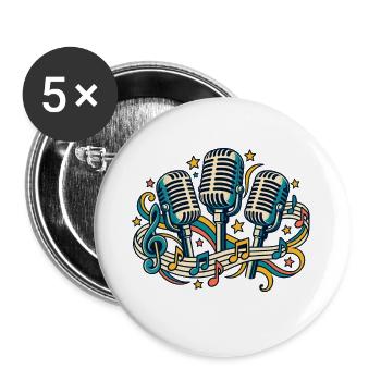 Mikrofonchor – Stimmen gemeinsam stark - Buttons groß 56 mm (5er Pack) - Weiß - Vorne