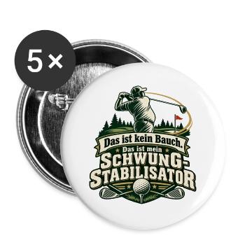 Golf Spruch Schwung-Stabilisator – Lustiges Golfer - Buttons groß 56 mm (5er Pack) - Weiß - Vorne