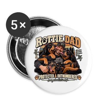Rottie Dad: Das Leben als Rottie leben - Buttons groß 56 mm (5er Pack) - Weiß - Vorne