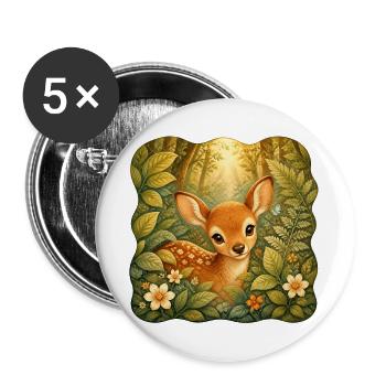 Reh im Goldwald - Buttons groß 56 mm (5er Pack) - Weiß - Vorne