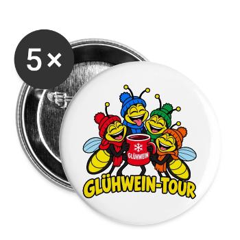 Männer Glühweintour Weihnachtsmarkt - Buttons groß 56 mm (5er Pack) - Weiß - Vorne
