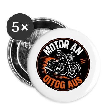 Motor an - Oitog aus, Motor an - Alltag aus - Buttons groß 56 mm (5er Pack) - Weiß - Vorne
