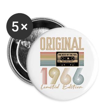 60. Geburtstag, 60 Jahre - Buttons groß 56 mm (5er Pack) - Weiß - Vorne