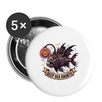 Anglerfisch Halloween Fisch - Buttons groß 56 mm (5er Pack) - Weiß - Vorne