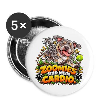 Zoomies sind mein Cardio - Buttons groß 56 mm (5er Pack) - Weiß - Vorne