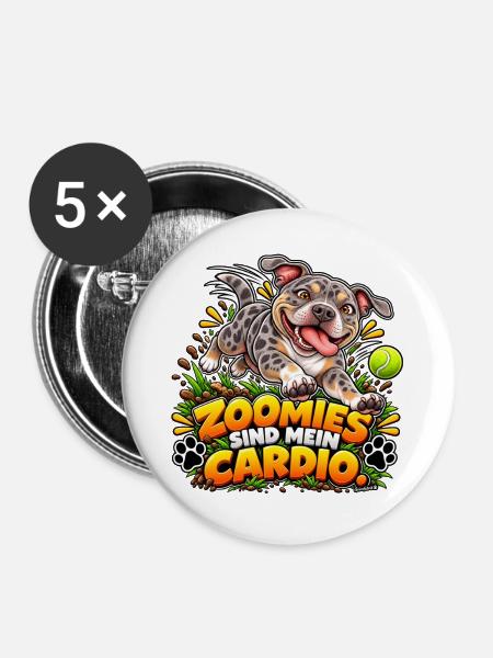 Zoomies sind mein Cardio - Buttons groß 56 mm (5er Pack) - Weiß