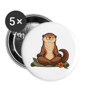 Otter beim Yoga - Buttons groß 56 mm (5er Pack) - Weiß - Vorne