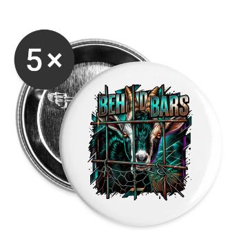 Hinter Gittern: Neonziege - Buttons groß 56 mm (5er Pack) - Weiß - Vorne