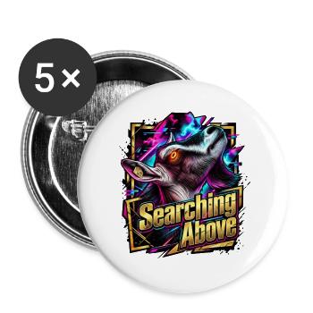 Neonwolf auf der Suche Oben - Buttons groß 56 mm (5er Pack) - Weiß - Vorne
