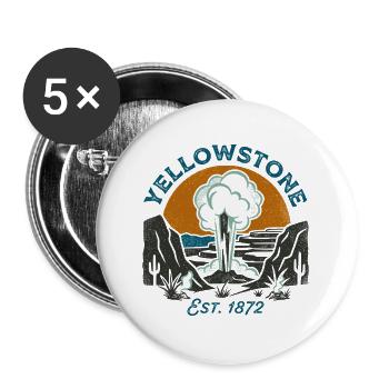 Vintage-Yellowstone, Wyoming - Buttons groß 56 mm (5er Pack) - Weiß - Vorne