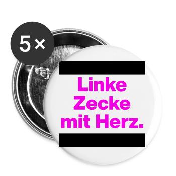 LINKE ZECKE MIT HERZ PINKES STATEMENT GEGEN RECHTS - Buttons groß 56 mm (5er Pack) - Weiß - Vorne