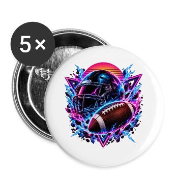Neon Football Helm Synthwave - Buttons groß 56 mm (5er Pack) - Weiß - Vorne