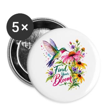 Find Your Bloom Hummingbird - Buttons groß 56 mm (5er Pack) - Weiß - Vorne