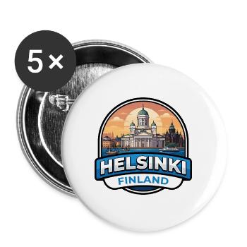 Helsinki Finnland Reiseabzeichen Kathedrale Geschenk - Buttons groß 56 mm (5er Pack) - Weiß - Vorne