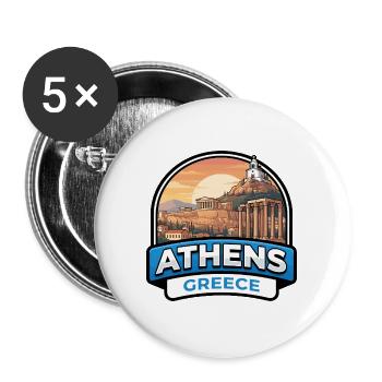 Athen Griechenland Reiseabzeichen Akropolis Parthenon - Buttons groß 56 mm (5er Pack) - Weiß - Vorne