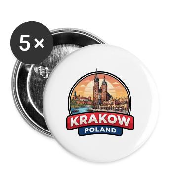 Krakau Polen Reiseabzeichen Wawel-Schlossgeschenk - Buttons groß 56 mm (5er Pack) - Weiß - Vorne
