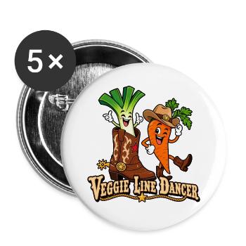 Veggie Line Dancer Cowboy Gemüse - Buttons groß 56 mm (5er Pack) - Weiß - Vorne