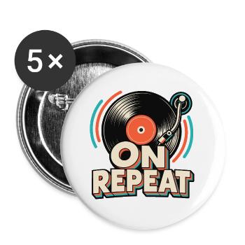 Wiederholende Vinyl - Buttons groß 56 mm (5er Pack) - Weiß - Vorne