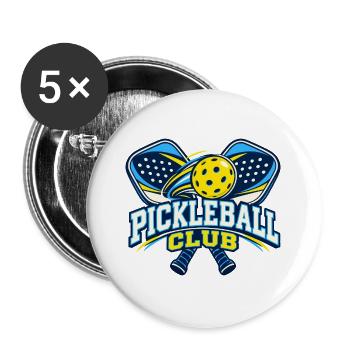 Pickleball-Clublogo - Buttons groß 56 mm (5er Pack) - Weiß - Vorne