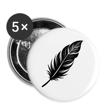 Turkey Feather - Buttons groß 56 mm (5er Pack) - Weiß - Vorne