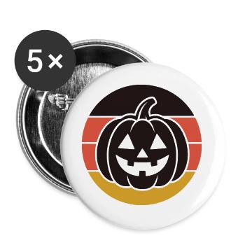 Retro Pumpkin Sunset Vintage Halloween - Buttons groß 56 mm (5er Pack) - Weiß - Vorne