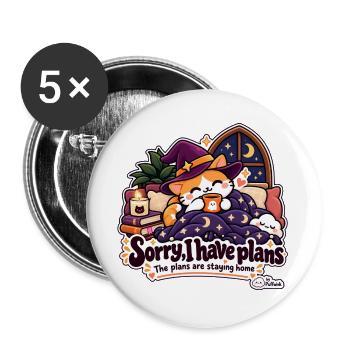 Halloween – Entschuldigung, ich habe Pläne - Buttons groß 56 mm (5er Pack) - Weiß - Vorne