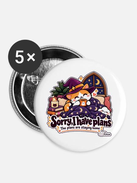 Halloween – Entschuldigung, ich habe Pläne - Buttons groß 56 mm (5er Pack) - Weiß