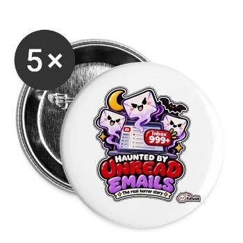 Von ungelesenen E-Mails heimgesucht – Halloween aus dem Büro - Buttons groß 56 mm (5er Pack) - Weiß - Vorne