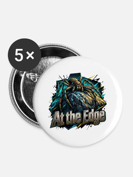 Am Rand der Kante – Spinnenkunst - Buttons groß 56 mm (5er Pack) - Weiß