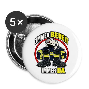 Feuerwehr – Immer bereit, immer da - Buttons groß 56 mm (5er Pack) - Weiß - Vorne